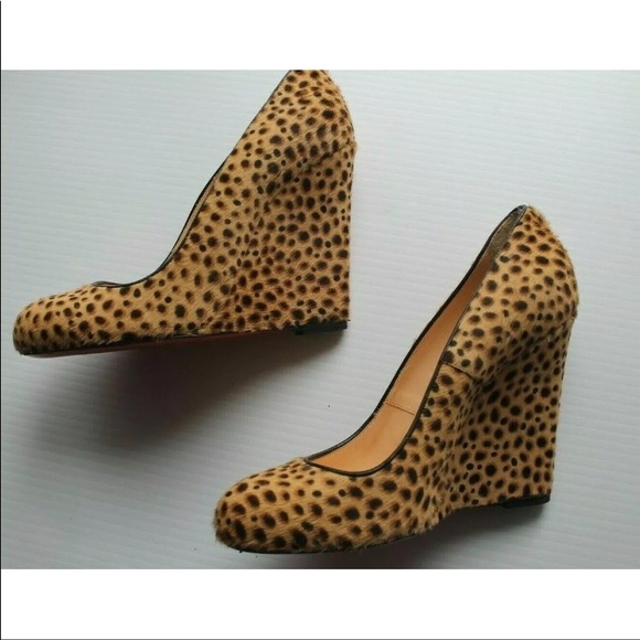 Christian Louboutin Cheetah Pony Hair Wedge / Size 36 / Authentic Heel - Picture 3 of 12